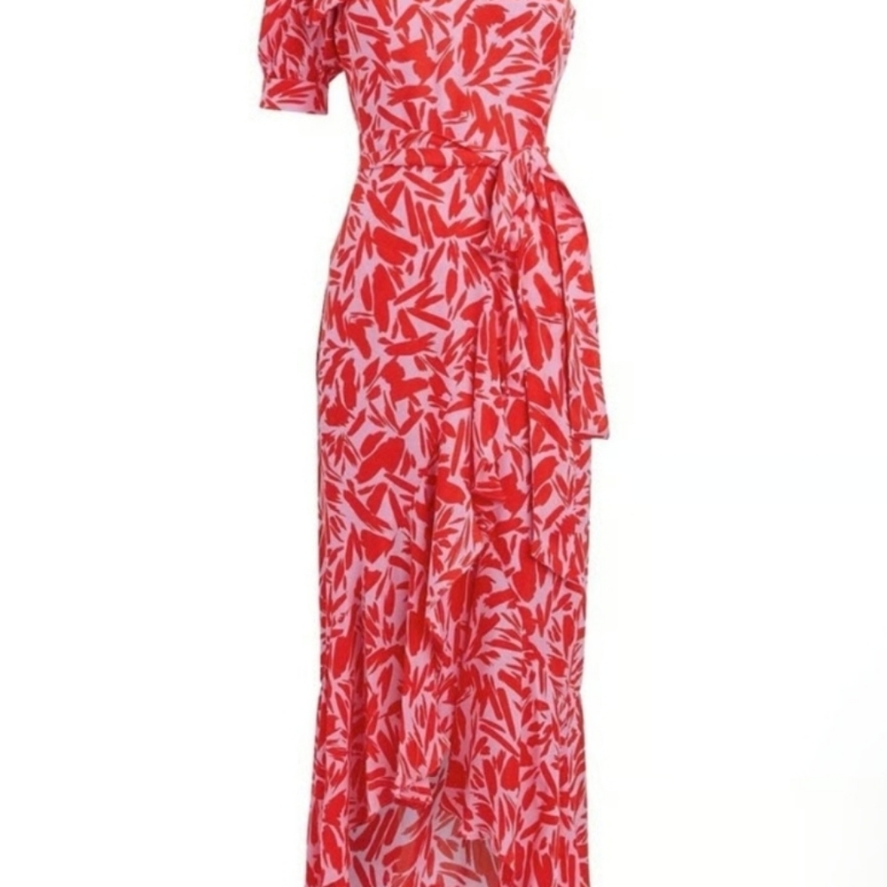 Veronica Beard Vie One-Shoulder Floral Midi Dress Size 4 - Picture 7 of 8